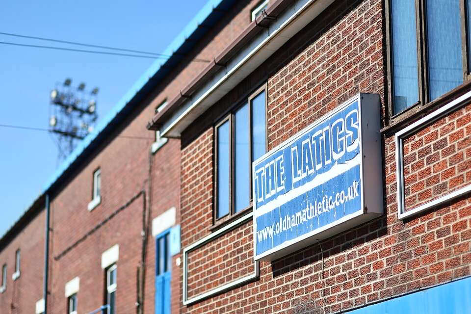 Sign outside Boundary Park with 'The Latics' on it