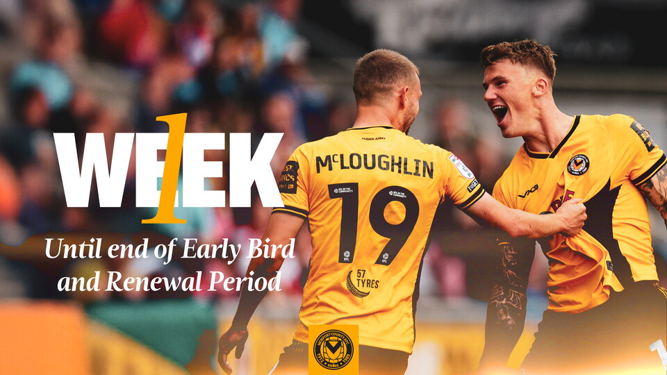 1 Week until end of early bird and renewal period